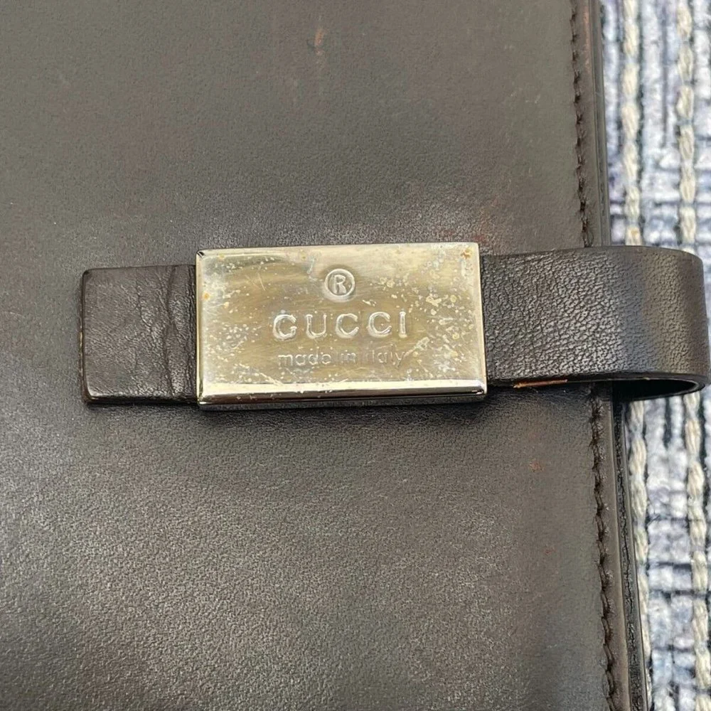 GUCCI Notebook Cover Black Leather Agenda Schedule Note Book Made in Italy Auth - Picture 3 of 12
